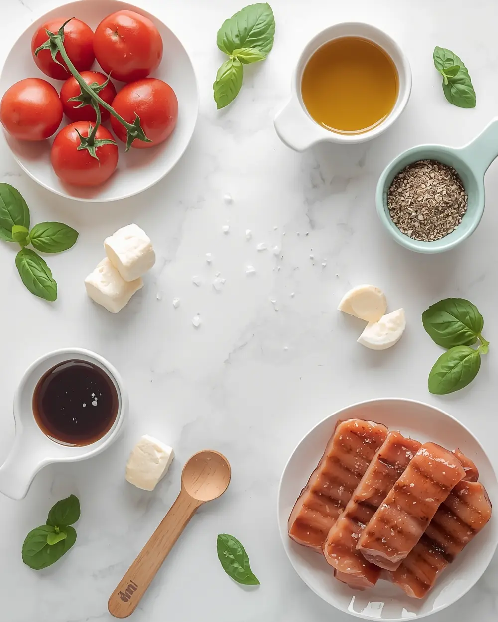 Ingredients for cozy caprese skewers grilled summer