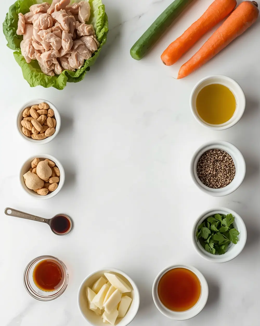 Ingredients for cozy chicken lettuce wraps summer