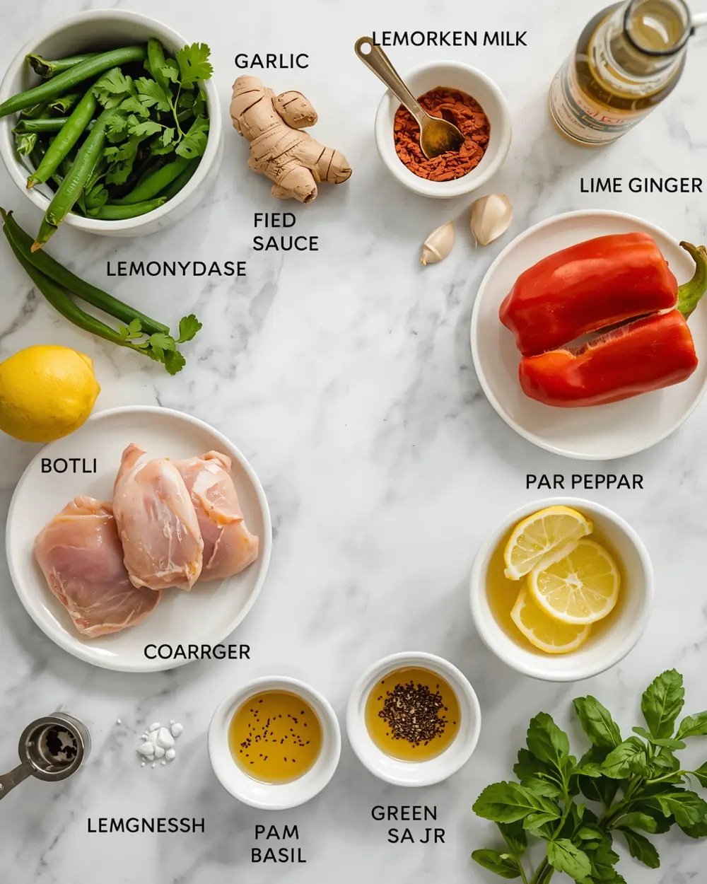 Ingredients for cozy coconut chicken curry summer