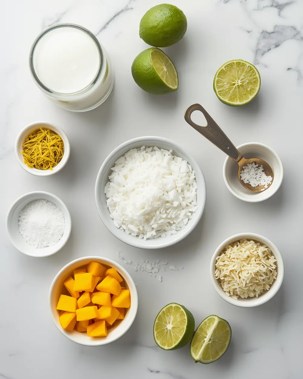 Ingredients for cozy coconut lime popsicles summer