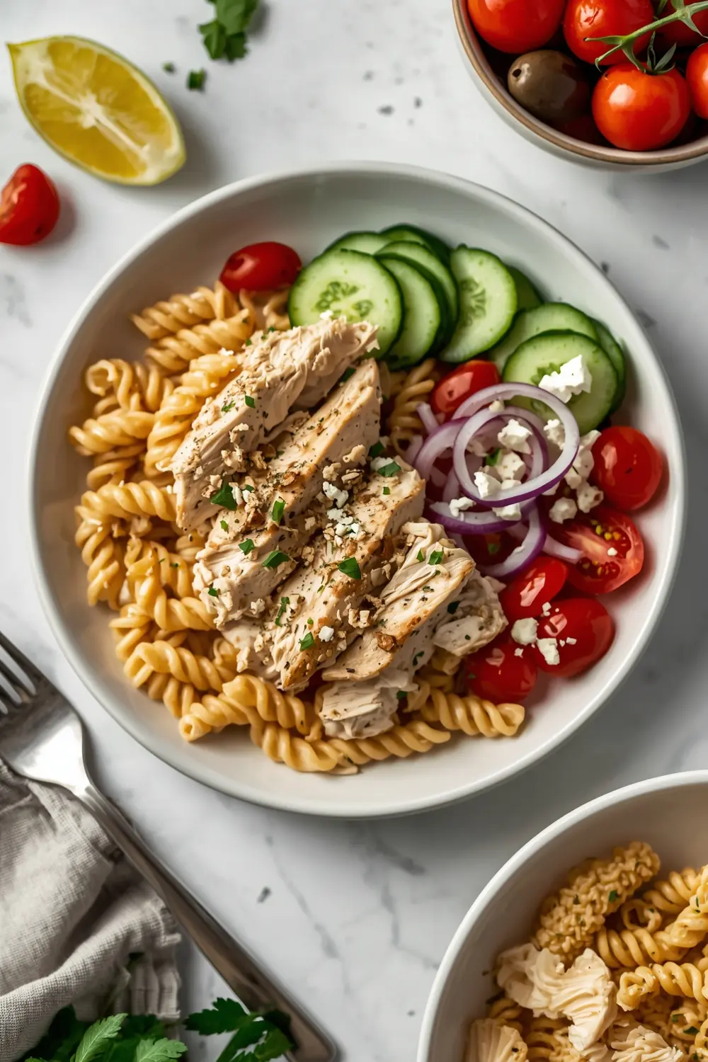 cozy cold chicken pasta salad summer
