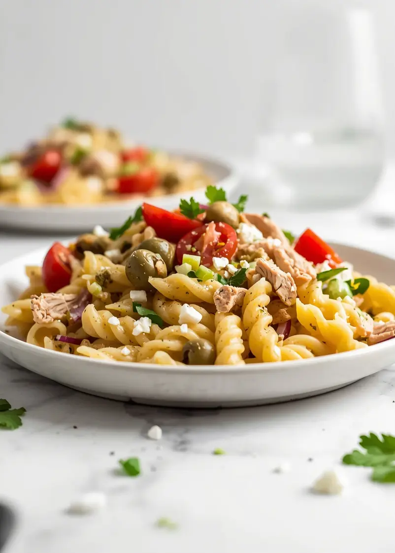 cozy cold chicken pasta salad summer ready to serve