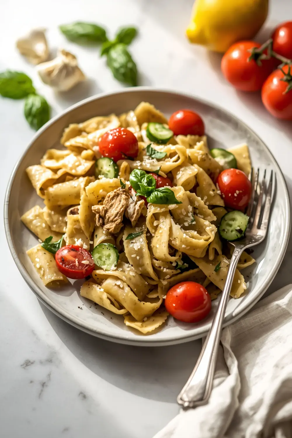 cozy cold pesto pasta summer