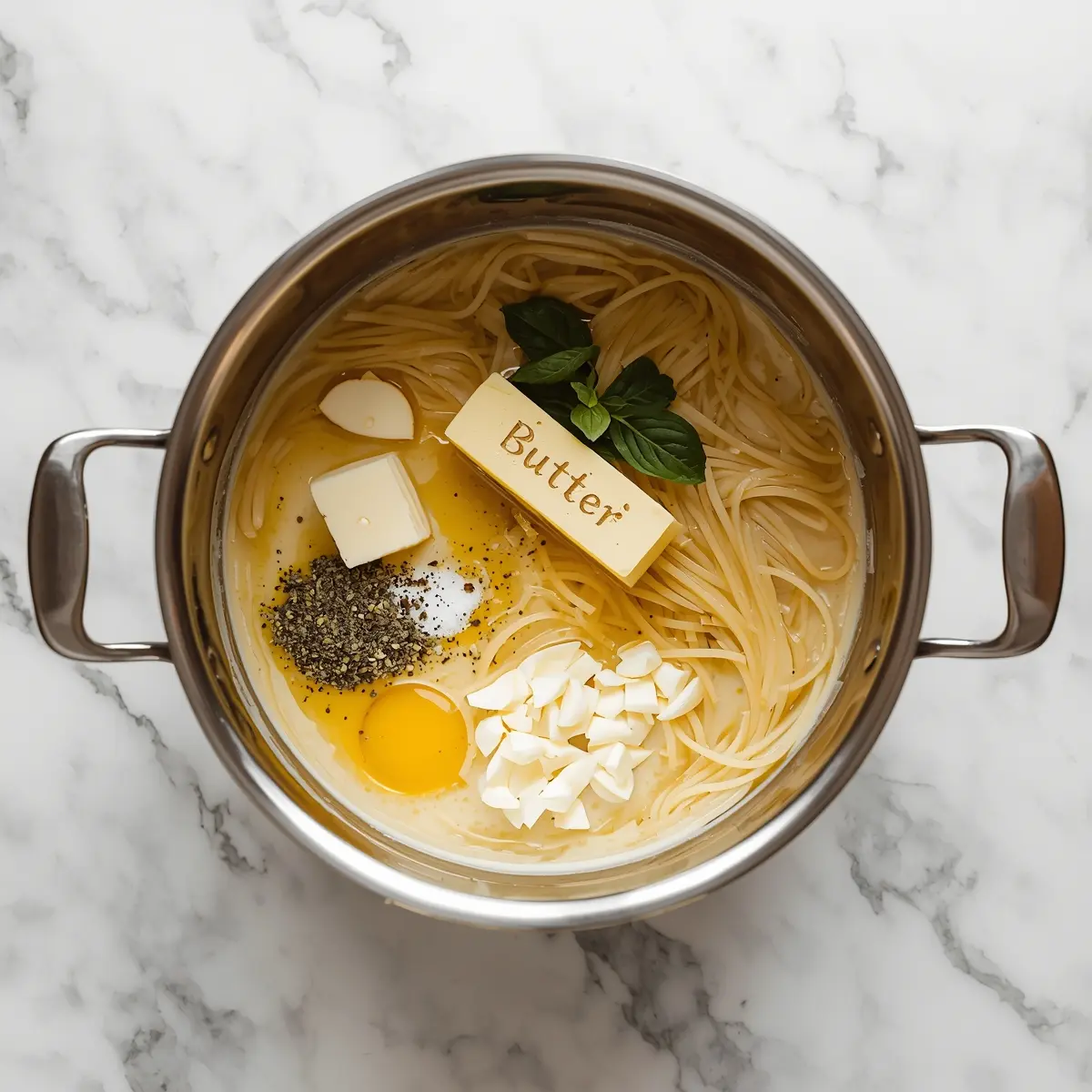 Cooking instructions for cozy creamy garlic pasta summer