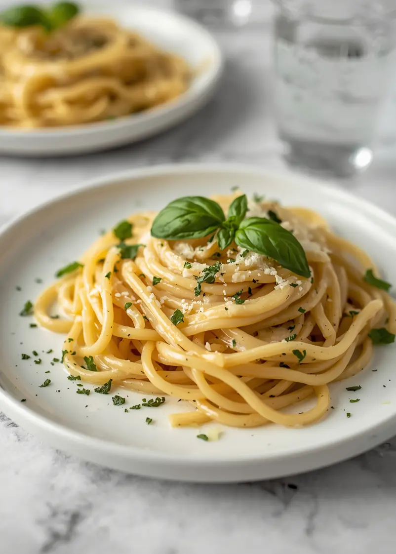 cozy creamy garlic pasta summer ready to serve