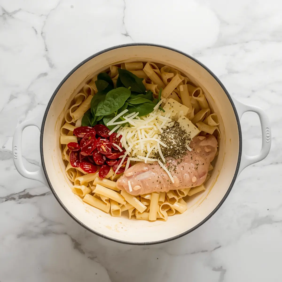 Cooking instructions for cozy creamy tuscan pasta summer