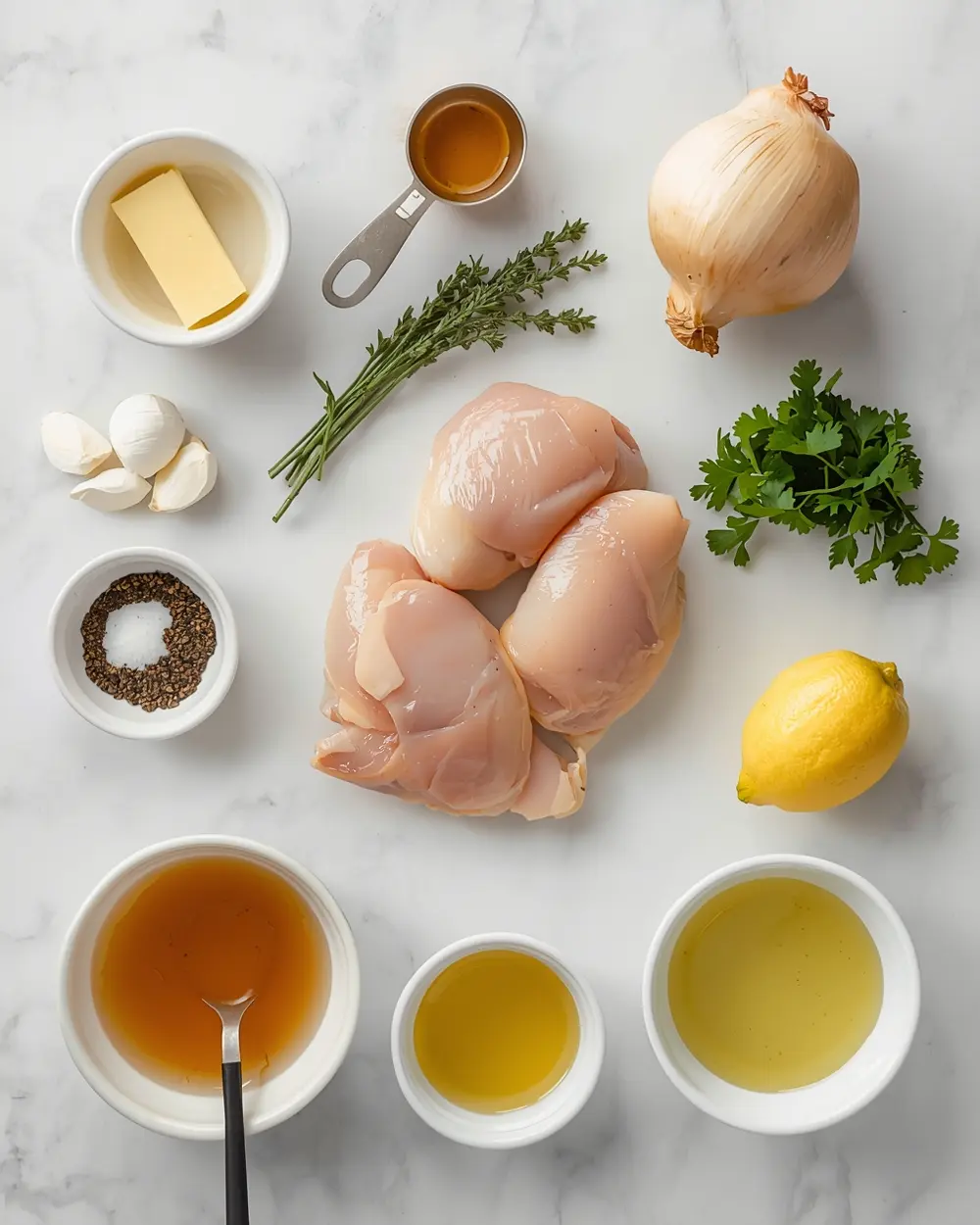 Ingredients for cozy garlic butter chicken summer