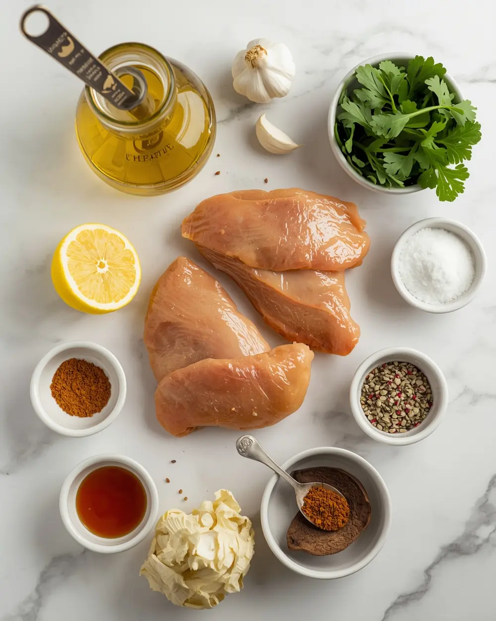 Ingredients for cozy grilled chicken marinade