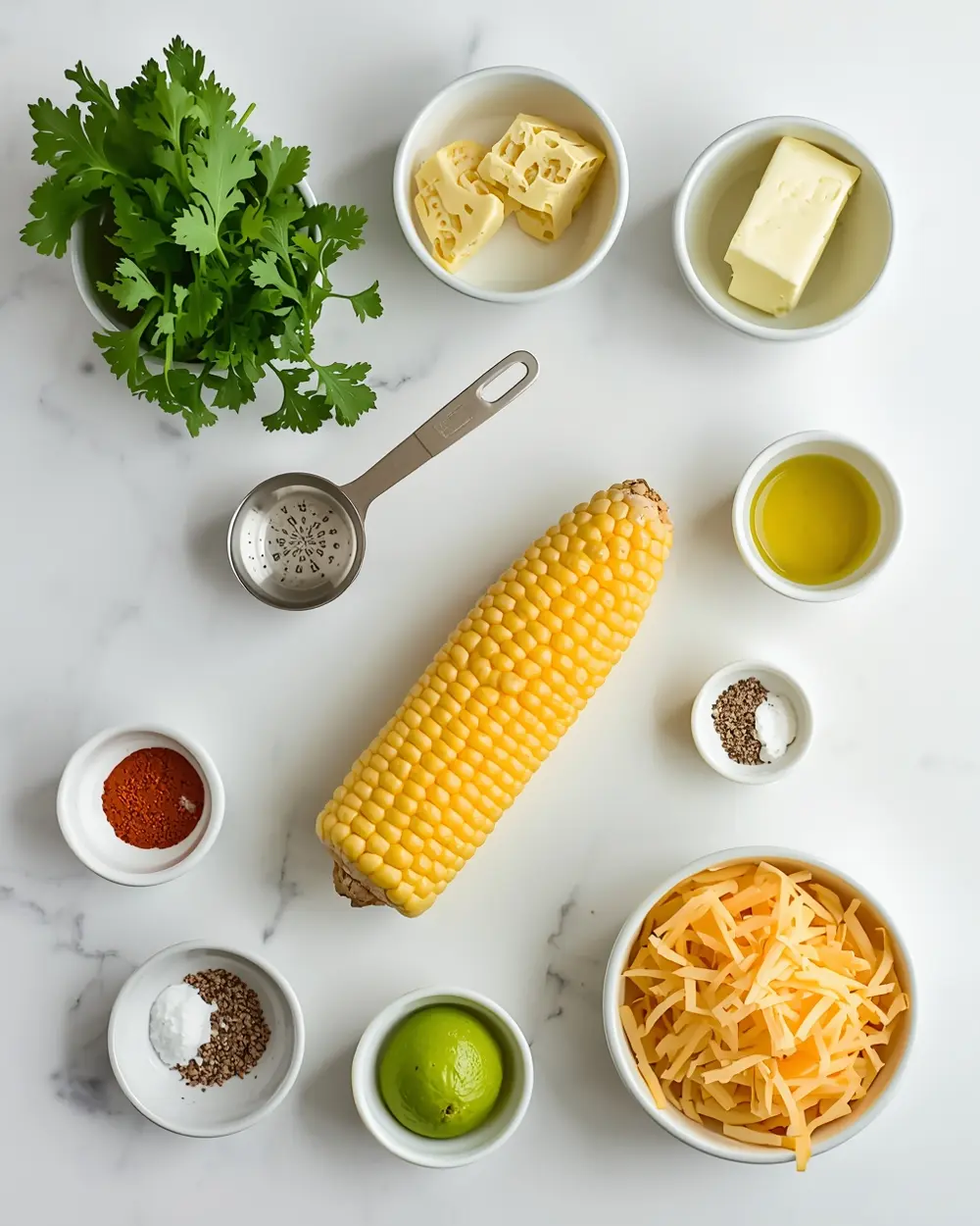 Ingredients for cozy grilled corn on the cob