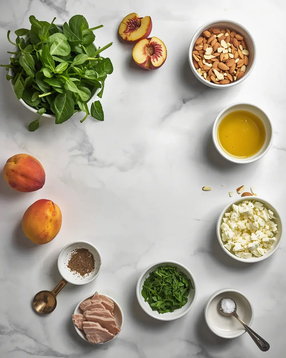 Ingredients for cozy grilled peach salad summer