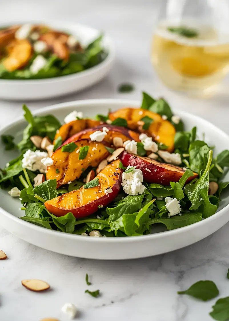 cozy grilled peach salad summer ready to serve