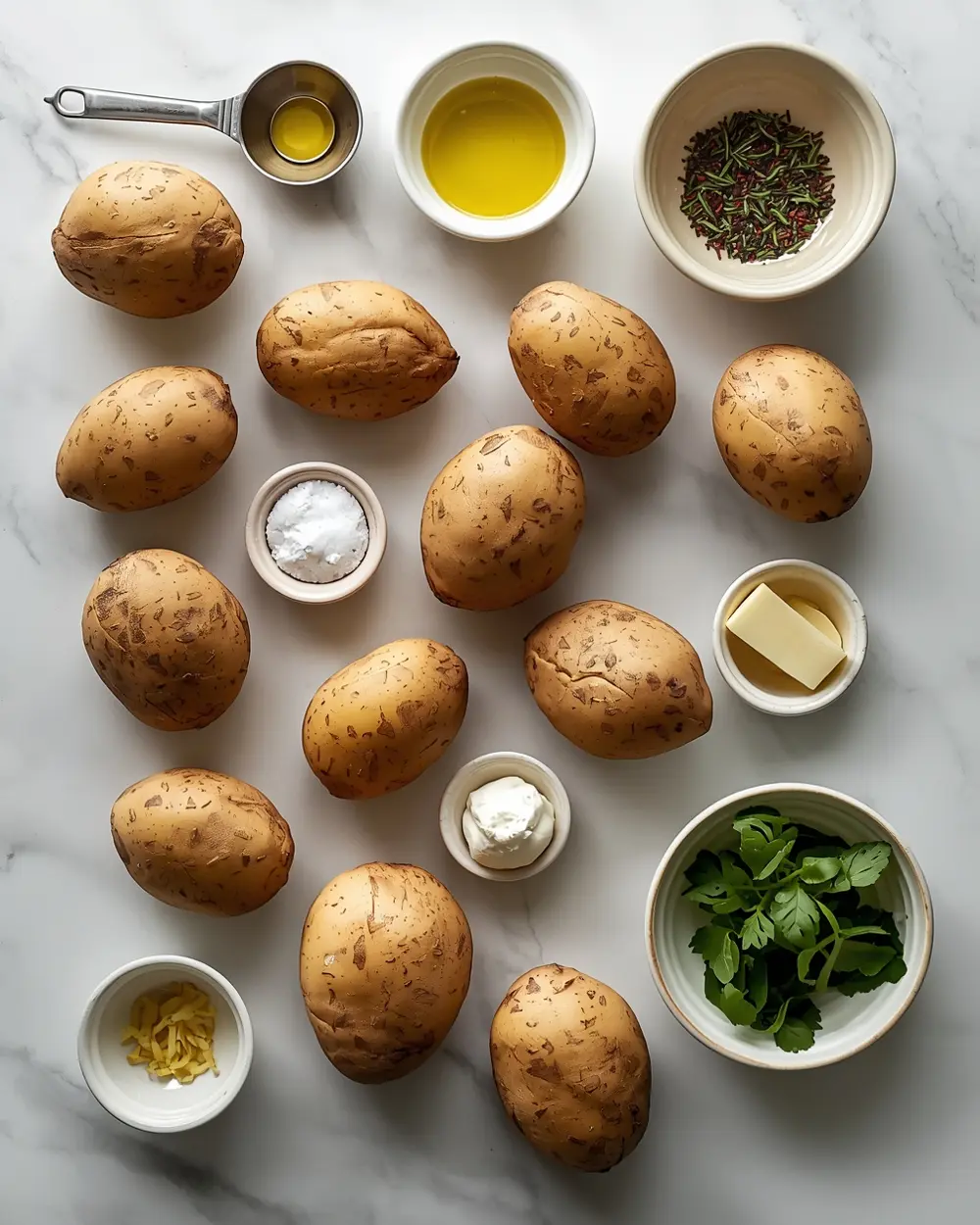 Ingredients for cozy grilled potato wedges summer