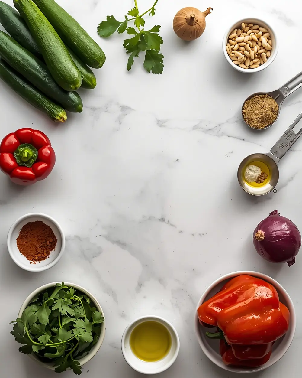 Ingredients for cozy grilled vegetable platter summer