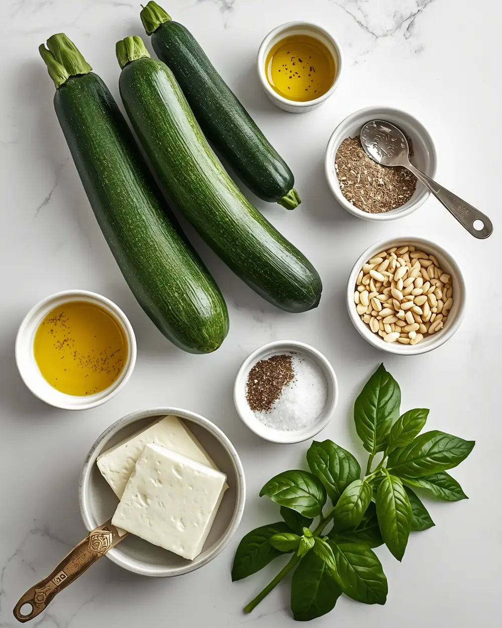 Ingredients for cozy grilled zucchini summer
