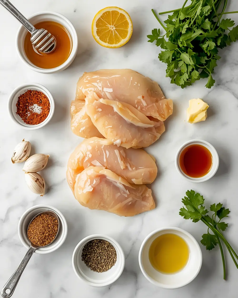 Ingredients for cozy honey garlic grilled chicken