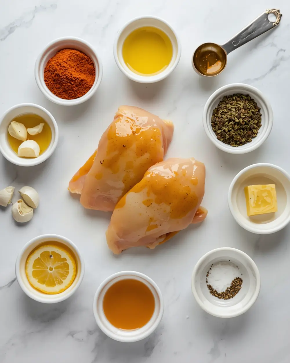 Ingredients for cozy honey mustard baked chicken summer