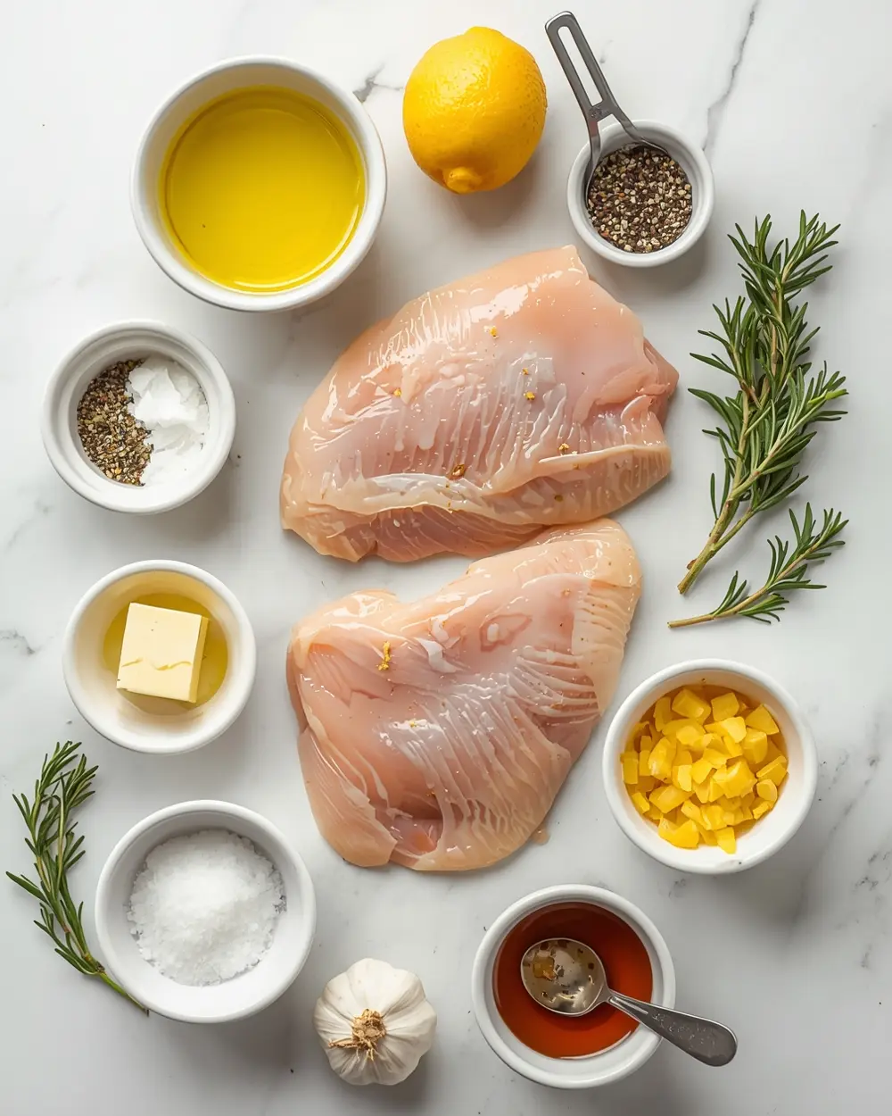 Ingredients for cozy lemon herb grilled chicken