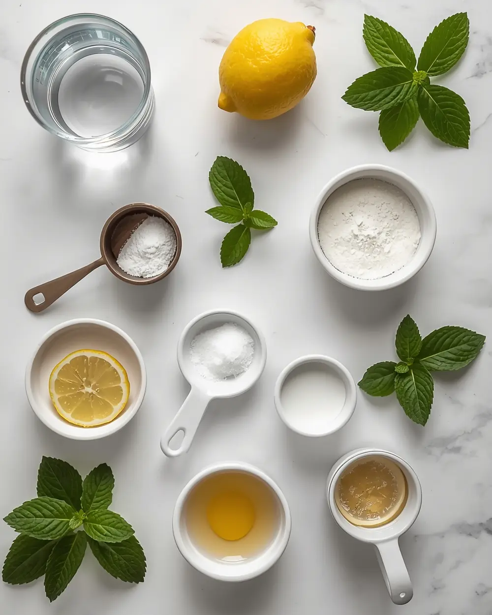 Ingredients for cozy lemon sorbet homemade summer