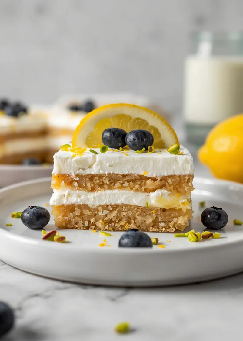 cozy no bake lemon icebox cake ready to serve