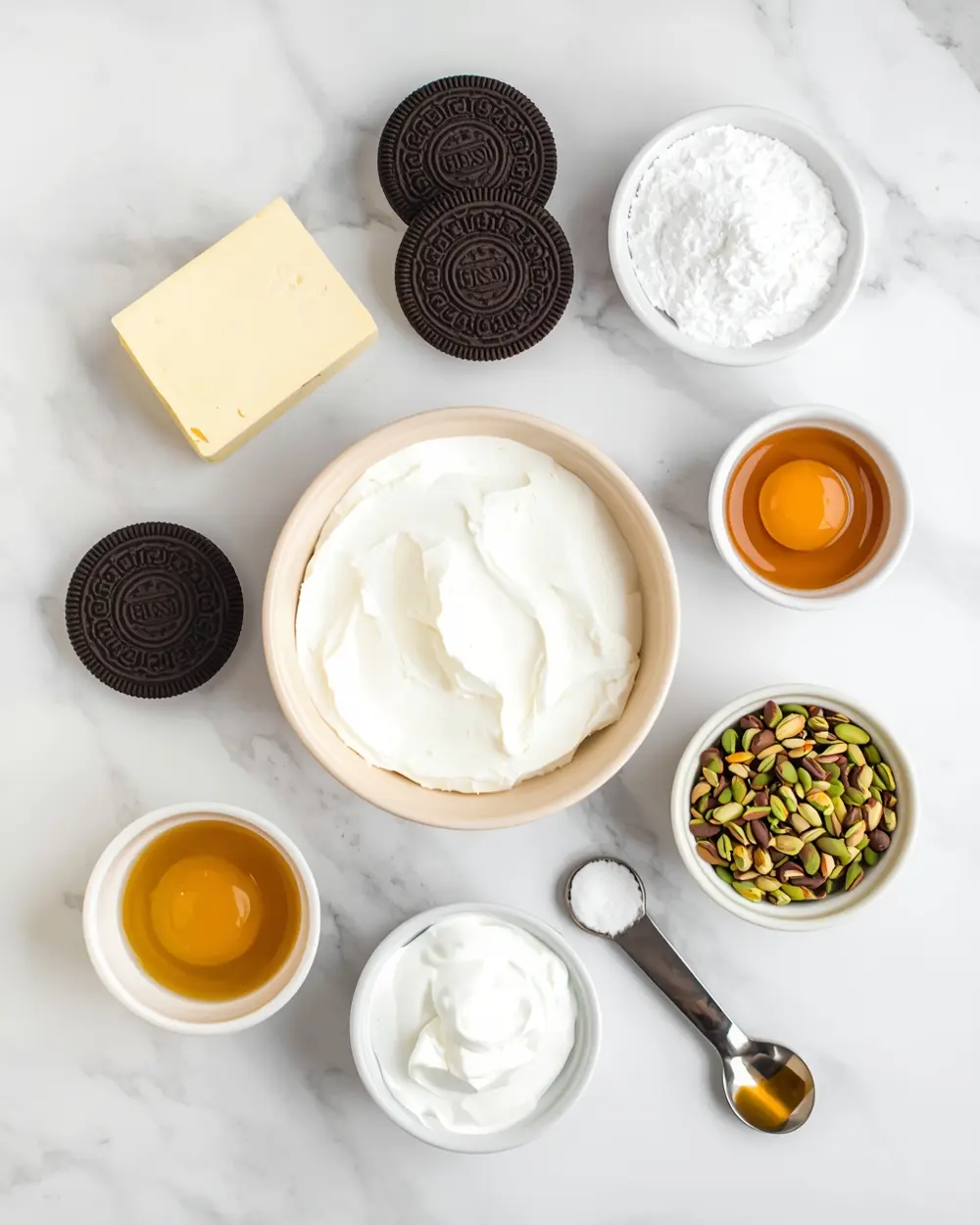 Ingredients for cozy no bake oreo cheesecake summer