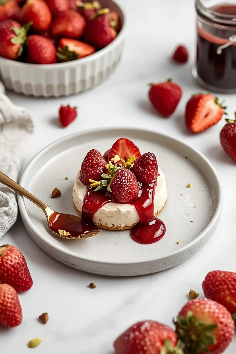 cozy no bake strawberry cheesecake summer