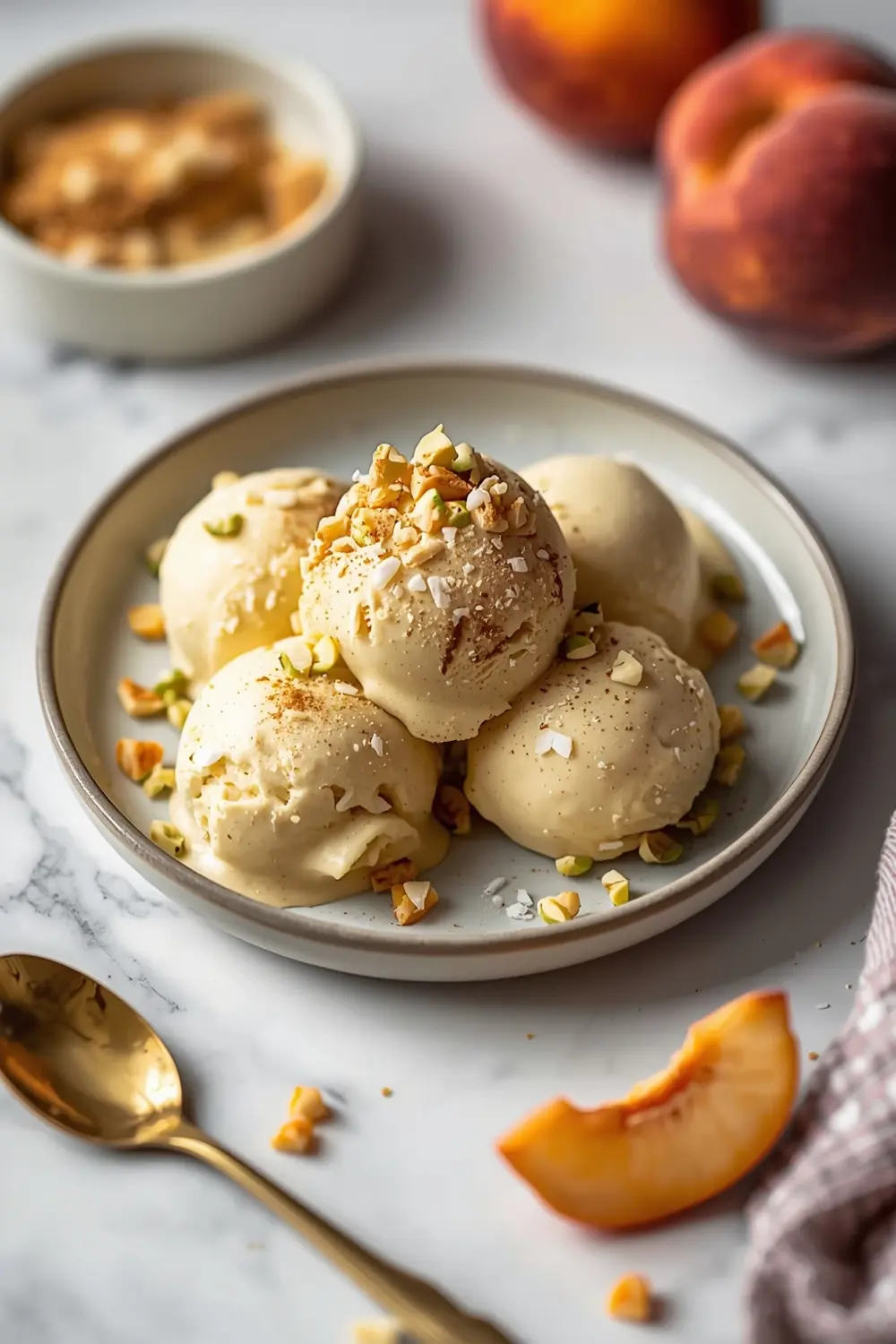 cozy no churn peach ice cream summer
