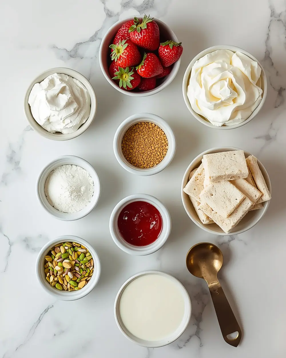 Ingredients for cozy no churn strawberry ice cream