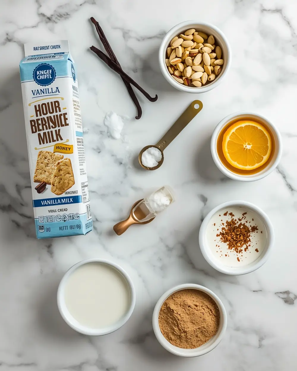 Ingredients for cozy no churn vanilla ice cream summer