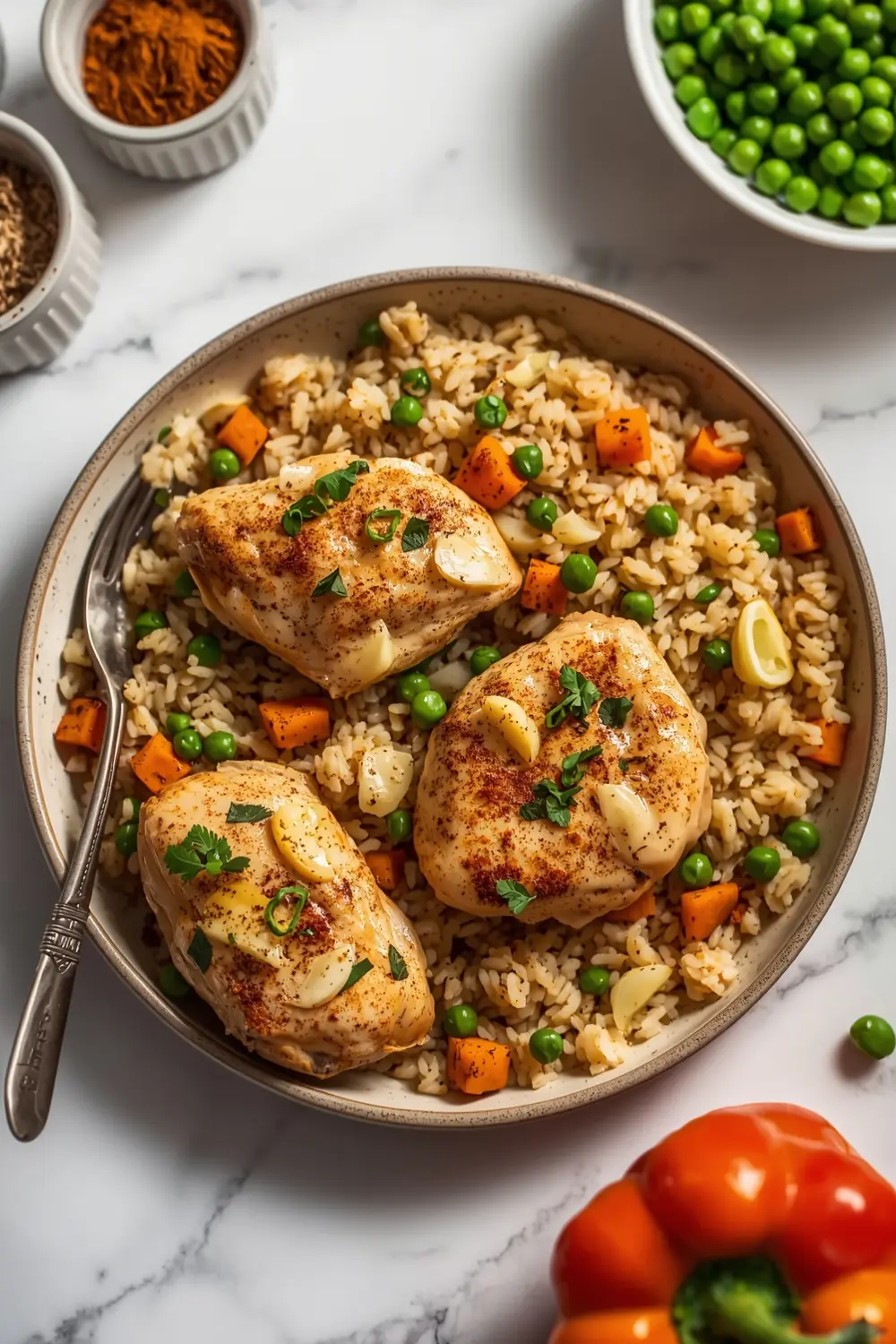 cozy one pan chicken rice summer