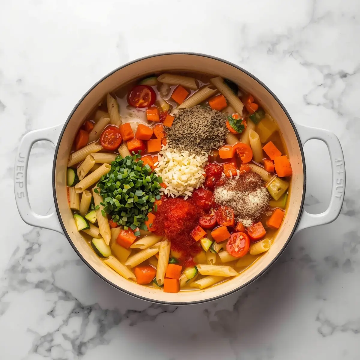 Cooking instructions for cozy one pot pasta summer