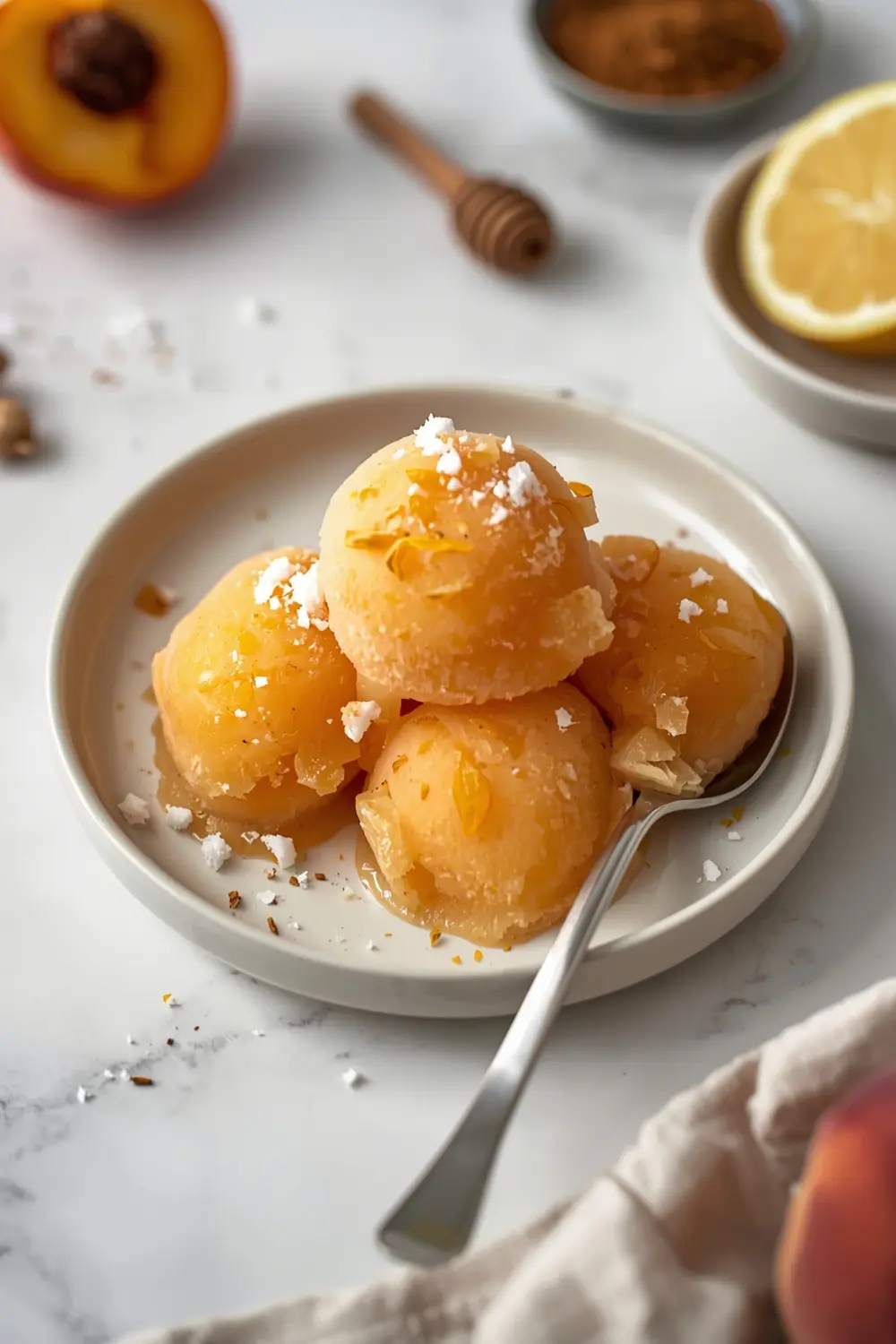 cozy peach sorbet homemade summer