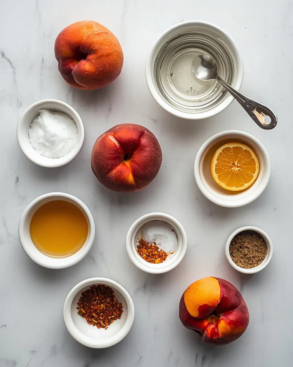 Ingredients for cozy peach sorbet homemade summer