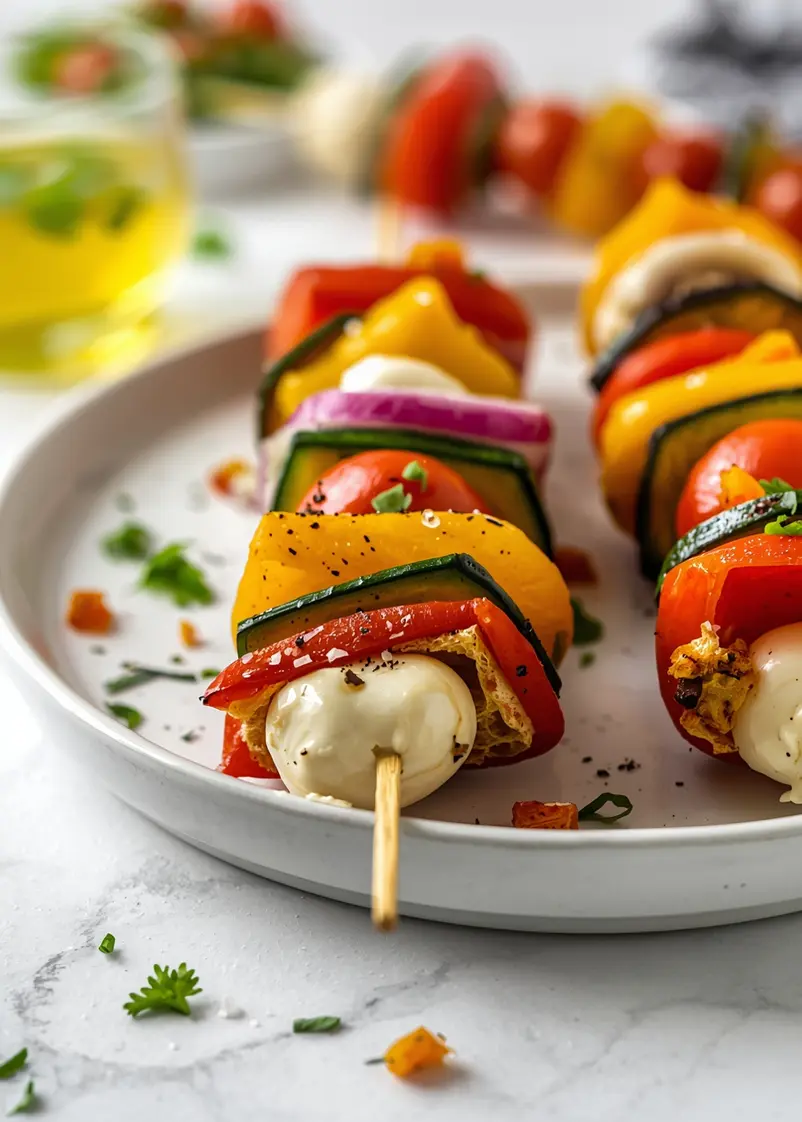 cozy rainbow vegetable skewers summer ready to serve