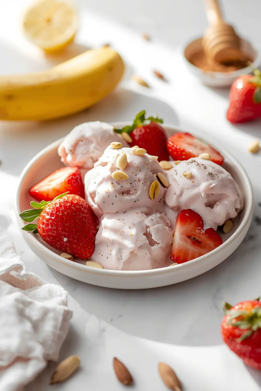 cozy strawberry banana nice cream