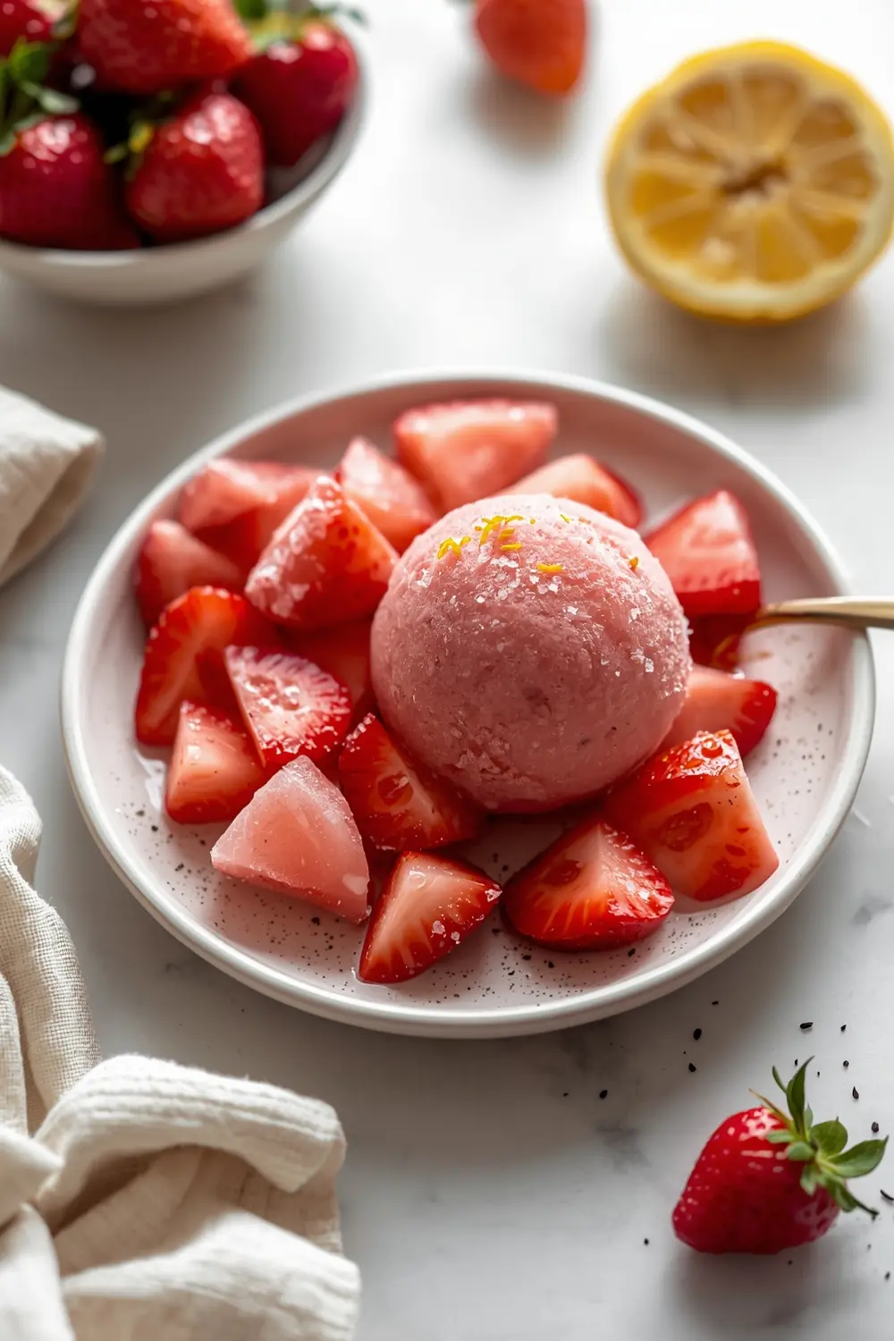 cozy strawberry sorbet homemade