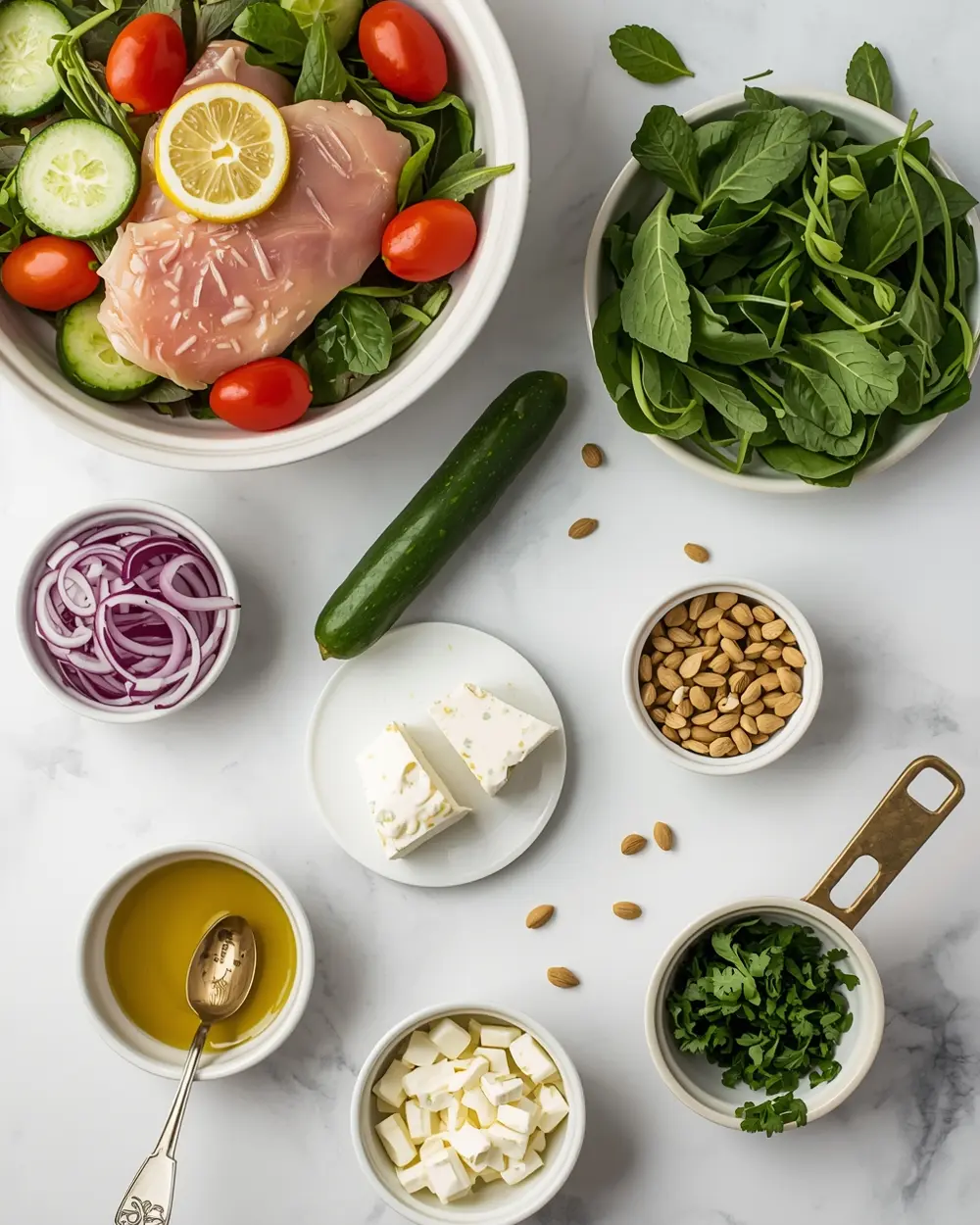 Ingredients for cozy summer chicken salad