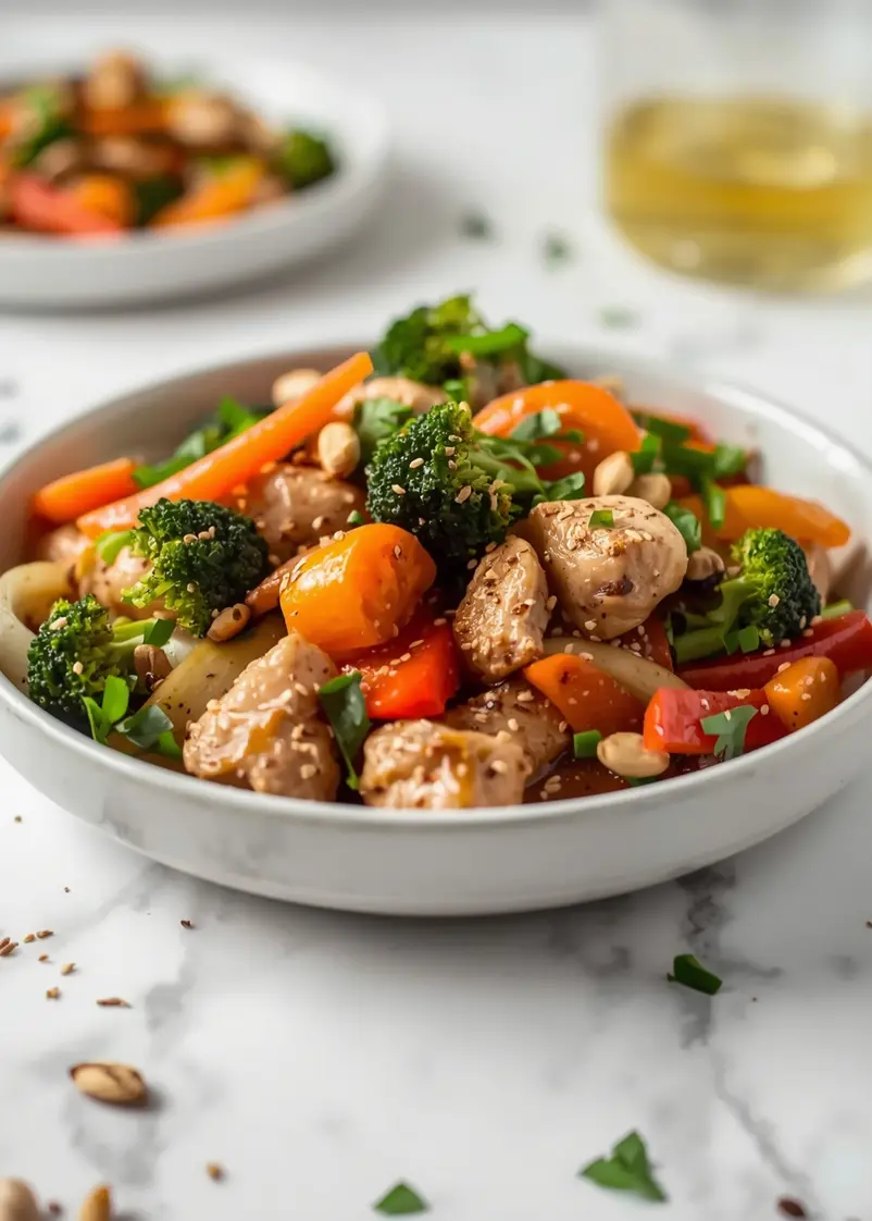 cozy summer chicken stir fry ready to serve