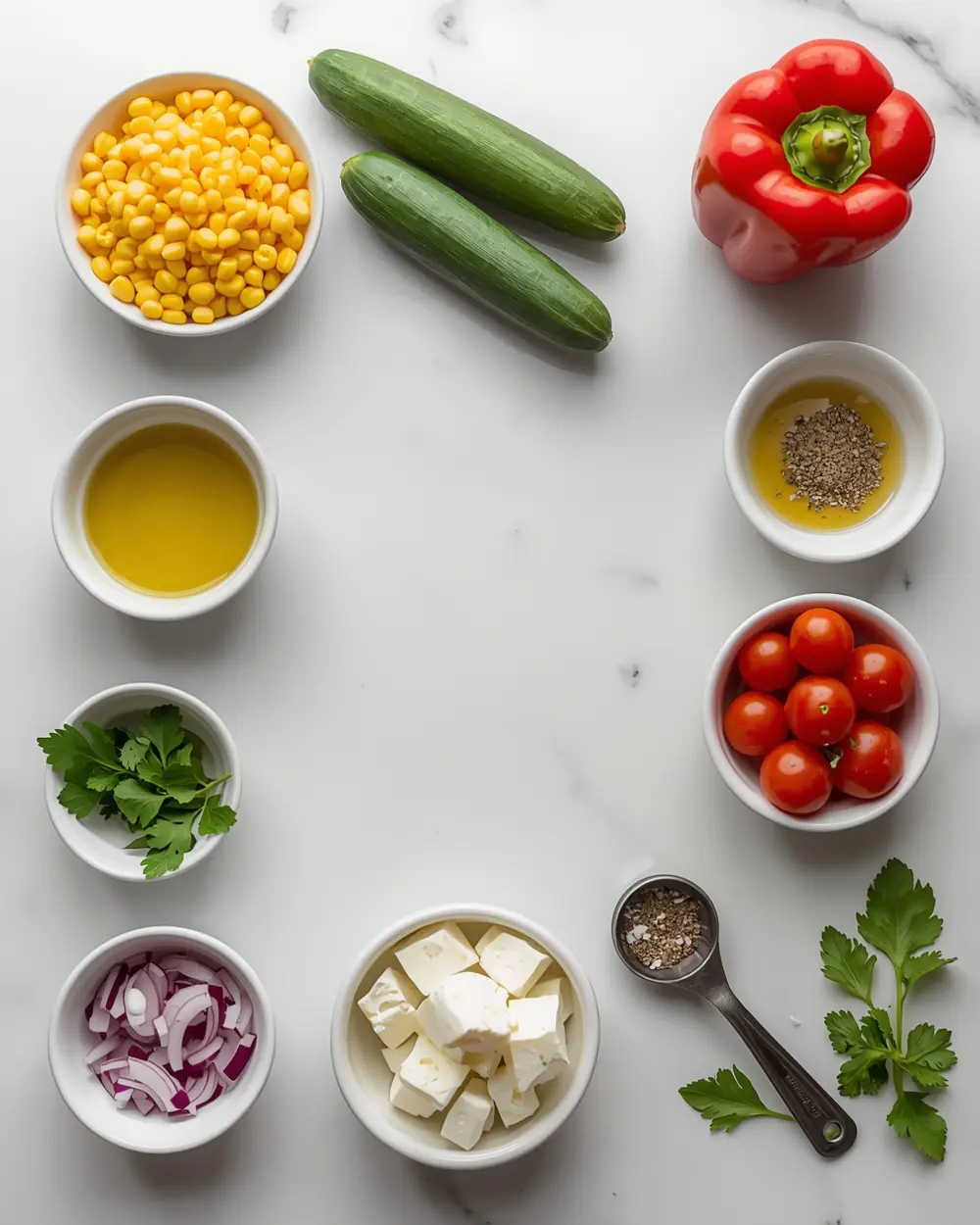 Ingredients for cozy summer corn salad