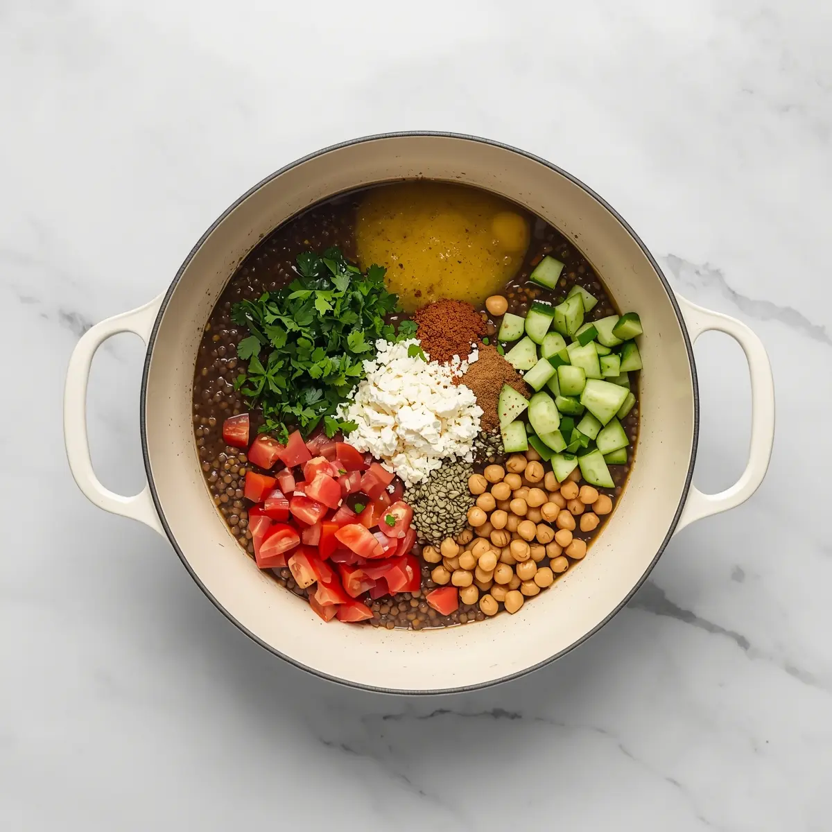 Cooking instructions for cozy summer lentil salad