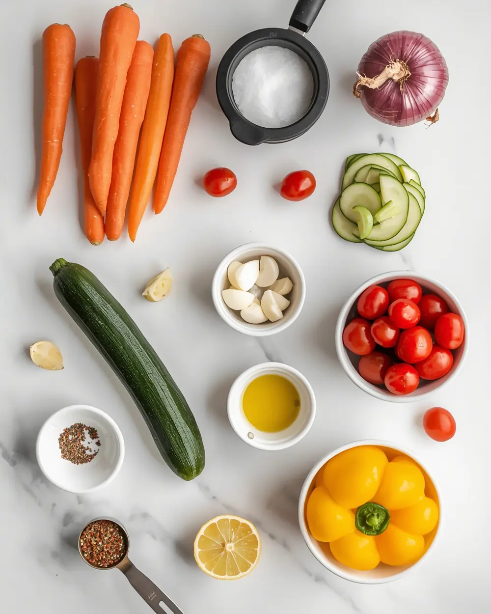 Ingredients for cozy summer roasted vegetables