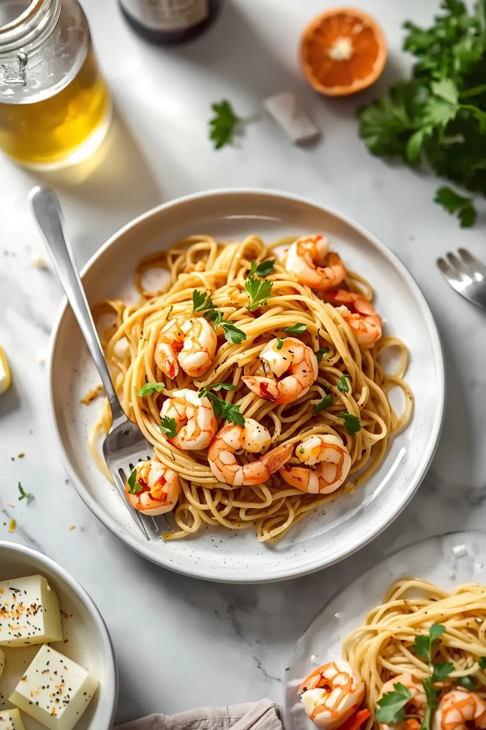 cozy summer shrimp pasta