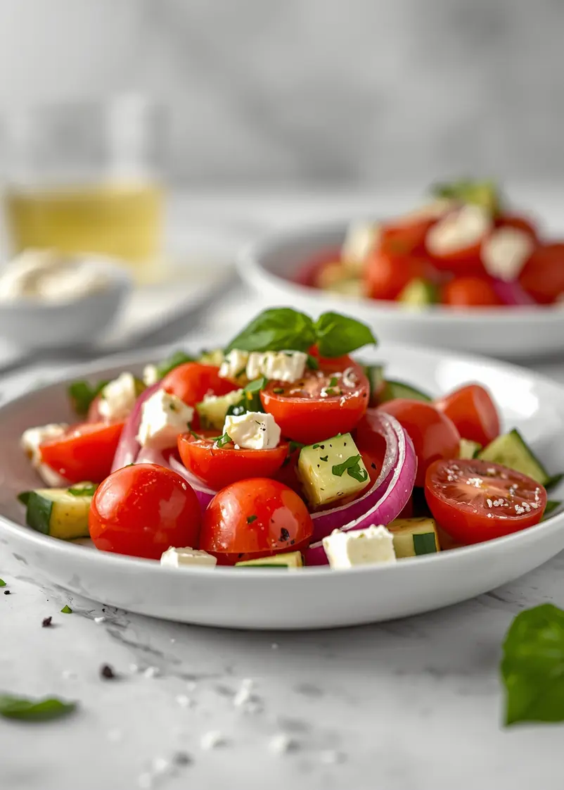 cozy summer tomato salad ready to serve