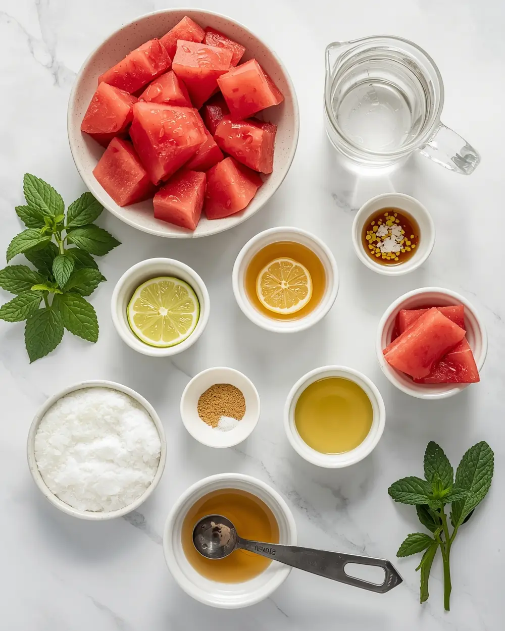 Ingredients for cozy watermelon popsicles homemade