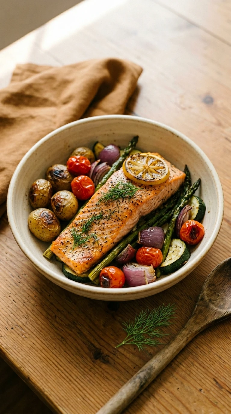 Cozy Sheet Pan Salmon Dinner - A Heartwarming Hands-Off Summer Weeknight Meal