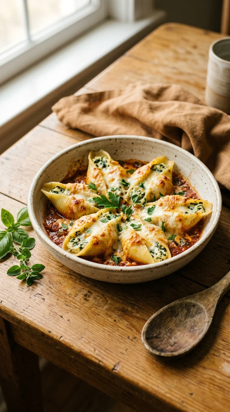 Cozy Stuffed Shells - A Heartwarming Italian Summer Baked Pasta Dinner