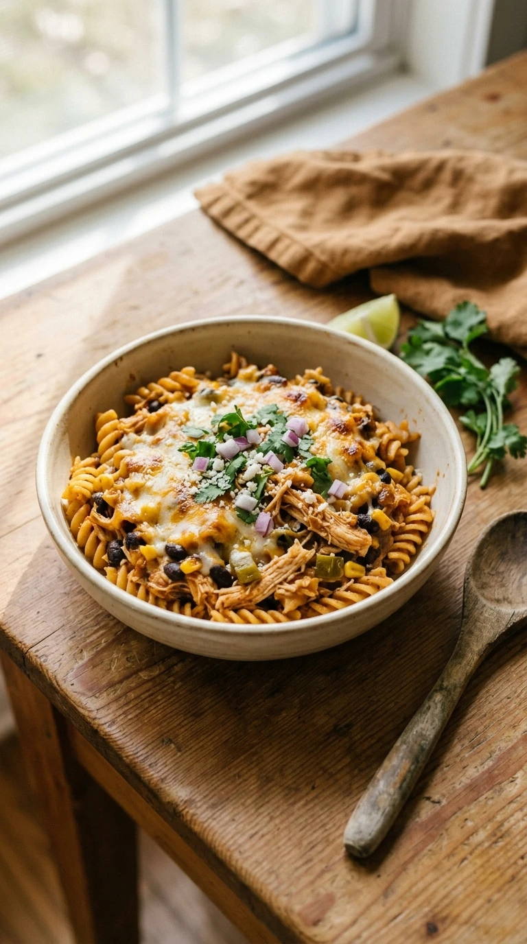 Cozy Chicken Enchilada Pasta - A Heartwarming Easy Summer Baked Pasta