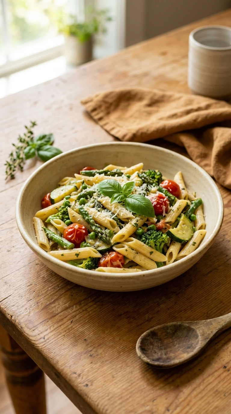 Cozy Pasta Primavera - A Heartwarming Fresh Veggie Summer Pasta Dinner