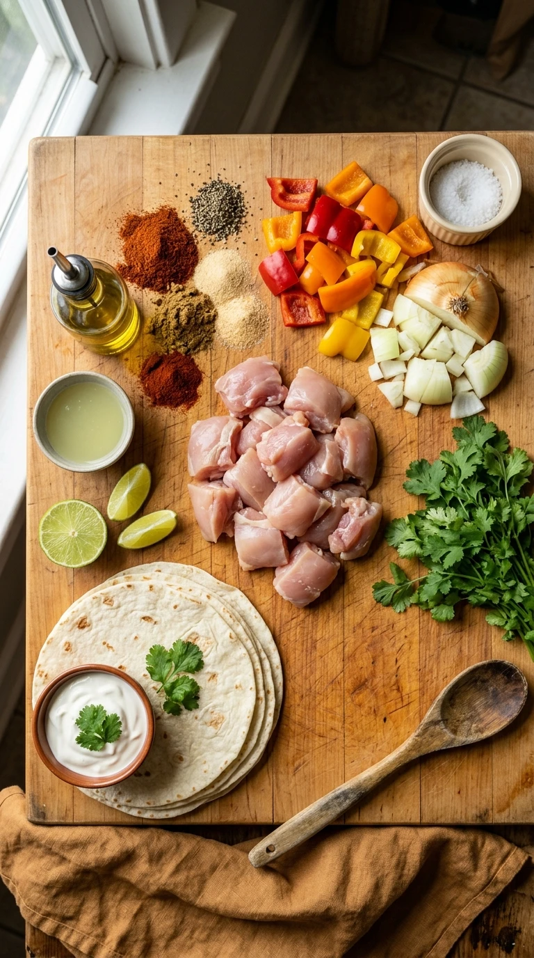 Ingredients for cozy sheet pan fajitas summer