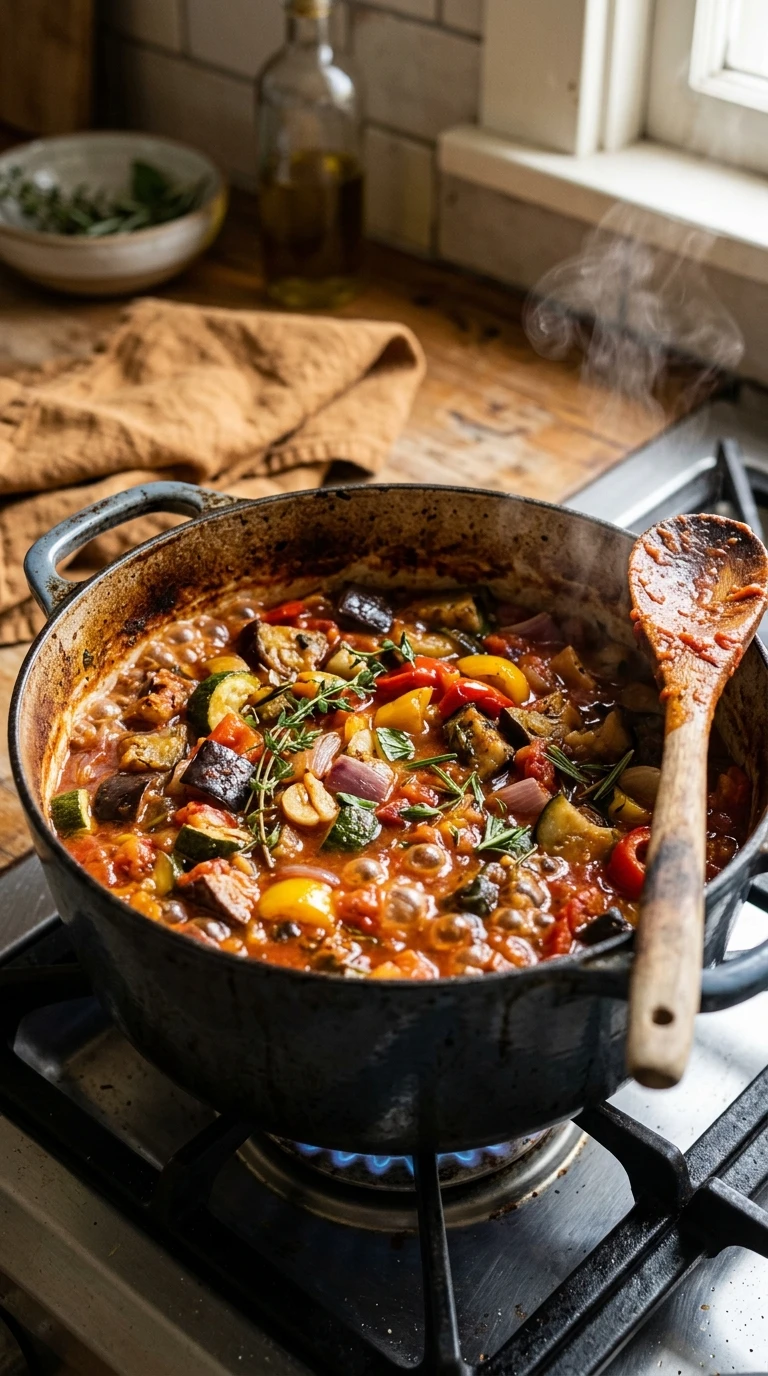 Cooking instructions for cozy sheet pan ratatouille summer
