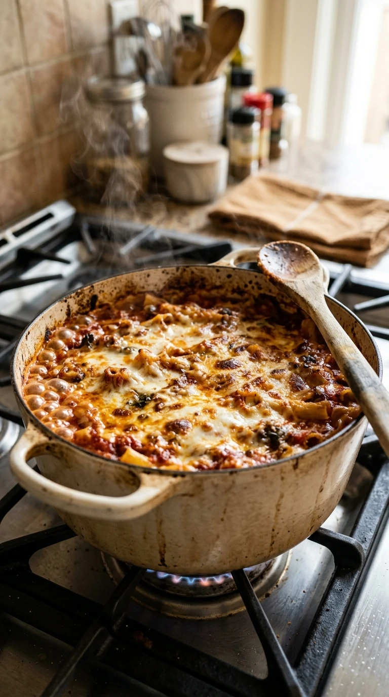 Cooking instructions for cozy baked ziti summer